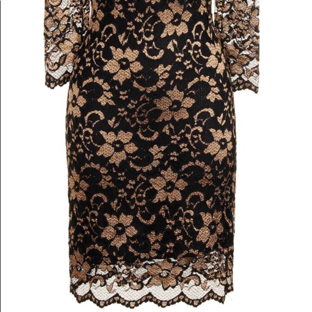Black and gold lace dress
